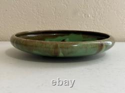 Vintage Villeroy & Boch Arts & Crafts Style Green Glazed Pottery Low Bowl