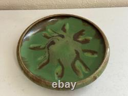 Vintage Villeroy & Boch Arts & Crafts Style Green Glazed Pottery Low Bowl