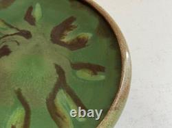 Vintage Villeroy & Boch Arts & Crafts Style Green Glazed Pottery Low Bowl