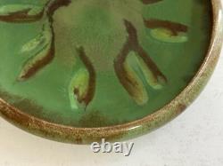 Vintage Villeroy & Boch Arts & Crafts Style Green Glazed Pottery Low Bowl
