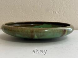 Vintage Villeroy & Boch Arts & Crafts Style Green Glazed Pottery Low Bowl