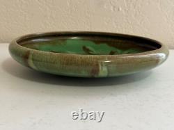 Vintage Villeroy & Boch Arts & Crafts Style Green Glazed Pottery Low Bowl