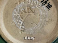 Vintage Villeroy & Boch Arts & Crafts Style Green Glazed Pottery Low Bowl