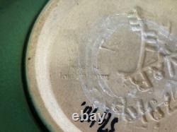 Vintage Villeroy & Boch Arts & Crafts Style Green Glazed Pottery Low Bowl