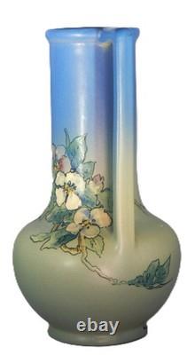 Vintage Weller Hudson Art Pottery Vase, c1920 Dbl. Handle Flowers 10 MINT