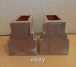 Vintage West Coast Pottery #116 Taupe/Blue Vase Bookend Planters Art Deco Crafts