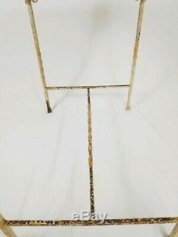 Vintage Wrought Iron Arts & Crafts Tile Top Patio Table Garden Stand Mid-Century