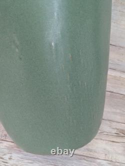Vintage ZANESVILLE Matte Green Arts And Crafts Pottery Vase 12
