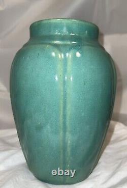 Vintage Zanesville Pottery 8 1/2 Vase 795 Arts and Crafts Green Stoneware