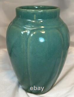 Vintage Zanesville Pottery 8 1/2 Vase 795 Arts and Crafts Green Stoneware