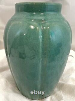 Vintage Zanesville Pottery 8 1/2 Vase 795 Arts and Crafts Green Stoneware