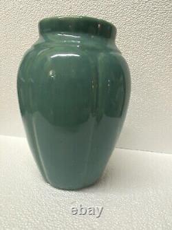 Vintage Zanesville Pottery 8 1/2 Vase 795 Arts and Crafts Green Stoneware
