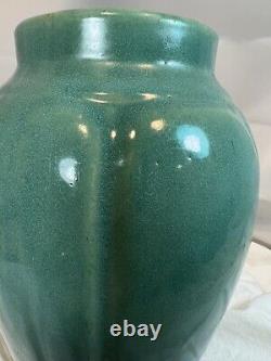 Vintage Zanesville Pottery 8 1/2 Vase 795 Arts and Crafts Green Stoneware