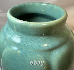 Vintage Zanesville Pottery 8 1/2 Vase 795 Arts and Crafts Green Stoneware