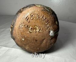 Vintage handmade brutalist American pottery anatomical heart shaped vase