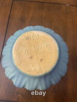 Vtg. 1920s Van Briggle Pottery 747 Yucca Leaves Vase Blue Arts & Crafts Era 4.5