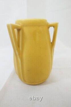 Vtg 1928 Rookwood Pottery Tri 3 Handled Vase Matt Yellow Glaze Arts Crafts 2330