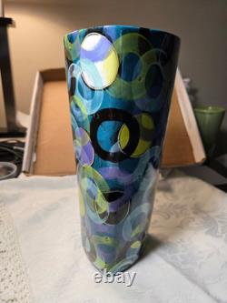 Vtg. Artist made/signed circular patterned vase 1992