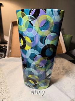 Vtg. Artist made/signed circular patterned vase 1992