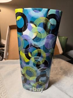 Vtg. Artist made/signed circular patterned vase 1992