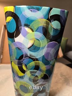 Vtg. Artist made/signed circular patterned vase 1992