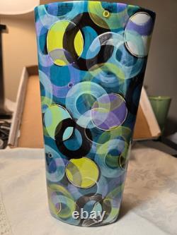 Vtg. Artist made/signed circular patterned vase 1992