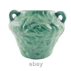 Vtg Arts & Crafts Era Cambridge Art Pottery Matte Green Three Handled Vase Pot