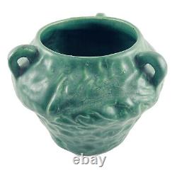 Vtg Arts & Crafts Era Cambridge Art Pottery Matte Green Three Handled Vase Pot