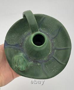 Vtg Arts & Crafts Laura Klein Green Frog Lilly Pad Candle Holder Pottery