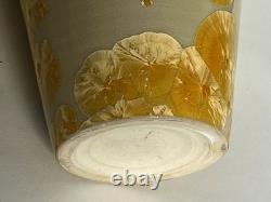 Vtg Arts & Crafts Mission Style Yellow Crystalline Porcelain Ceramic 12 Vase