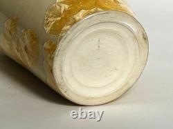 Vtg Arts & Crafts Mission Style Yellow Crystalline Porcelain Ceramic 12 Vase