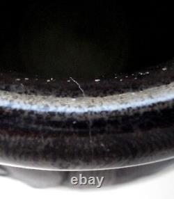 Vtg Arts Crafts Zanesville Pottery Black Overflow Drip Glaze 12 J Oil Jar Vase