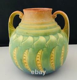 Vtg HTF Roseville Falline Green Blue 1933 Arts And Crafts Pottery Ceramic Vase