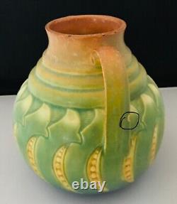 Vtg HTF Roseville Falline Green Blue 1933 Arts And Crafts Pottery Ceramic Vase