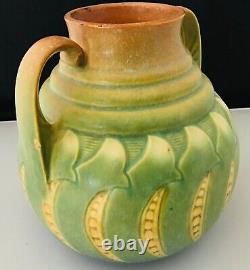 Vtg HTF Roseville Falline Green Blue 1933 Arts And Crafts Pottery Ceramic Vase