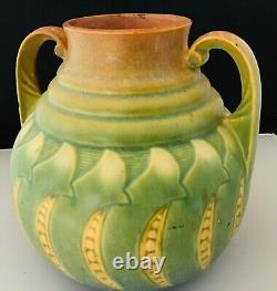 Vtg HTF Roseville Falline Green Blue 1933 Arts And Crafts Pottery Ceramic Vase