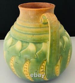 Vtg HTF Roseville Falline Green Blue 1933 Arts And Crafts Pottery Ceramic Vase