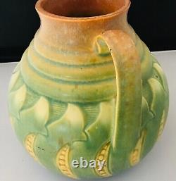 Vtg HTF Roseville Falline Green Blue 1933 Arts And Crafts Pottery Ceramic Vase