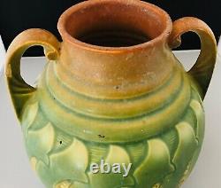 Vtg HTF Roseville Falline Green Blue 1933 Arts And Crafts Pottery Ceramic Vase