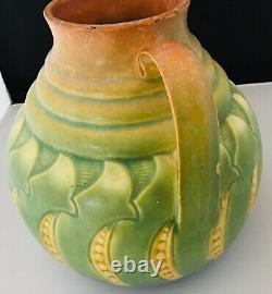 Vtg HTF Roseville Falline Green Blue 1933 Arts And Crafts Pottery Ceramic Vase