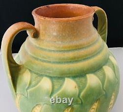 Vtg HTF Roseville Falline Green Blue 1933 Arts And Crafts Pottery Ceramic Vase