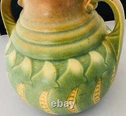 Vtg HTF Roseville Falline Green Blue 1933 Arts And Crafts Pottery Ceramic Vase