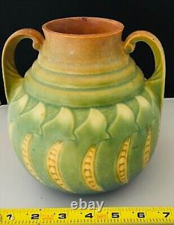 Vtg HTF Roseville Falline Green Blue 1933 Arts And Crafts Pottery Ceramic Vase
