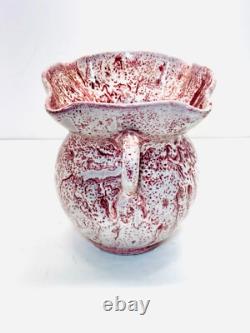 Vtg Rare A. R. Cole 6.5 x 7.5 Red White Pottery VASE Sanford, North Carolina