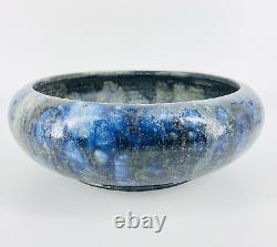 Vtg Roger Guerin Belgium Arts Crafts Art Pottery Blue Grey Mottled Bowl