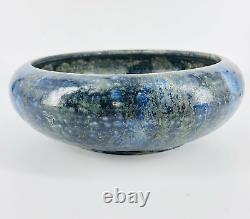 Vtg Roger Guerin Belgium Arts Crafts Art Pottery Blue Grey Mottled Bowl