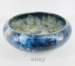 Vtg Roger Guerin Belgium Arts Crafts Art Pottery Blue Grey Mottled Bowl