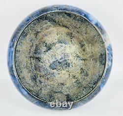 Vtg Roger Guerin Belgium Arts Crafts Art Pottery Blue Grey Mottled Bowl