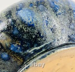 Vtg Roger Guerin Belgium Arts Crafts Art Pottery Blue Grey Mottled Bowl