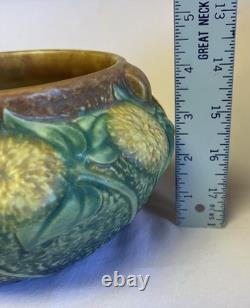 Vtg Roseville Sunflower 1930 Arts And Crafts Pottery Ceramic Bowl/Vase #208-5